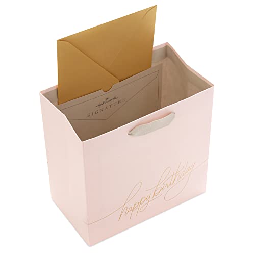 Hallmark Signature Studio 7.7-Inch Square Birthday Gift Bag with Tissue Paper - Blush Pink & Gold Foil, Pack of 1