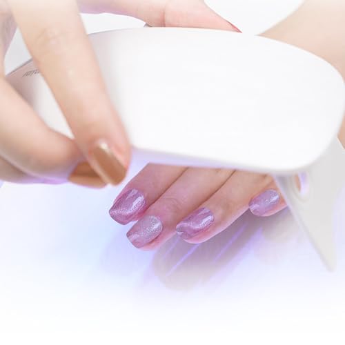 WOKOTO Purple Cat Eye Semi-Cured Gel Nail Strips UV Wraps 20 Tips