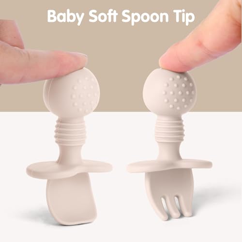 Silicone Baby Feeding Set - 6 Spoons & Forks for Self Feeding