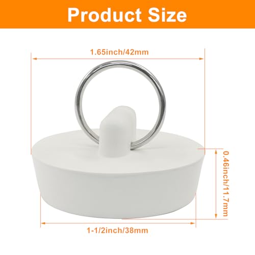 2-Pack 1.5-Inch White Rubber Bathtub Drain Stoppers - Kitchen & Bathroom