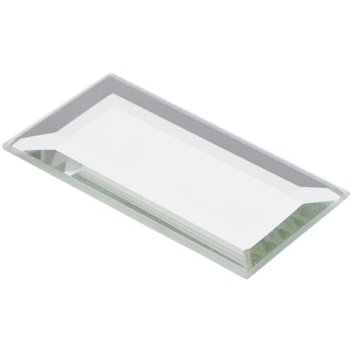 Plymor 1" x 2" Beveled Glass Mirror Base - 3mm Thick, Pack of 2