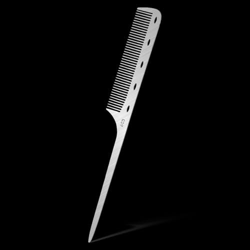 Mozeat Lens Stainless Steel Metal Rat Tail Comb for Hair Styling and Parting