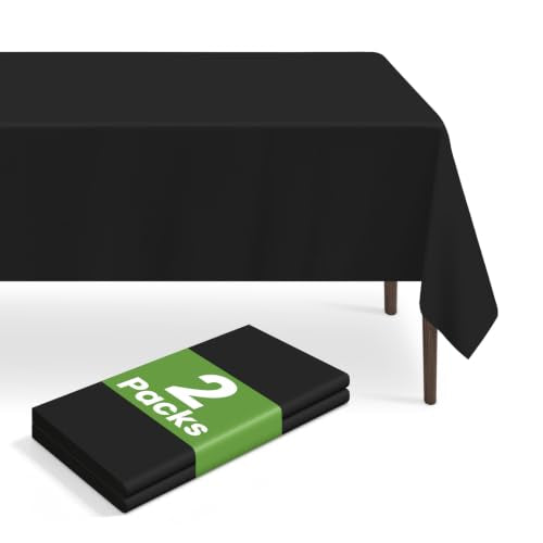2 Pack Waterproof Black Disposable Tablecloths 54x108 in