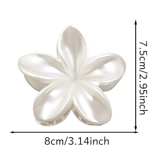 Pearl White Plumeria Flower Hair Claw Clip 3.1 Inch Non-Slip Hair Accessory