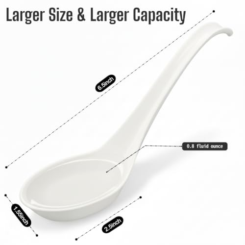50 Pack Disposable Asian Soup Spoons with Hook - Eco-Friendly Cornstarch