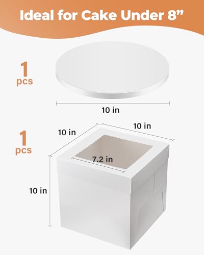 Kootek 10-Inch Cake Box with Window & Cake Board Set
