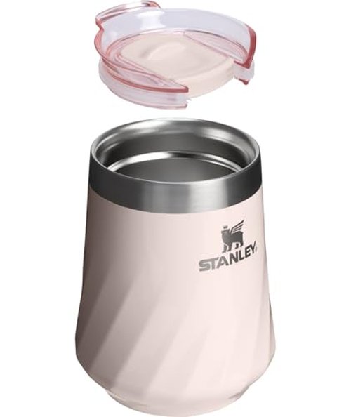 STANLEY The Reserve Textured Wine Tumbler | 11oz | Splash-Proof Lid | Cold Drinks & Cocktail Cup | Insulated Stainless Steel Wine Glass | Rose Quartz Gloss