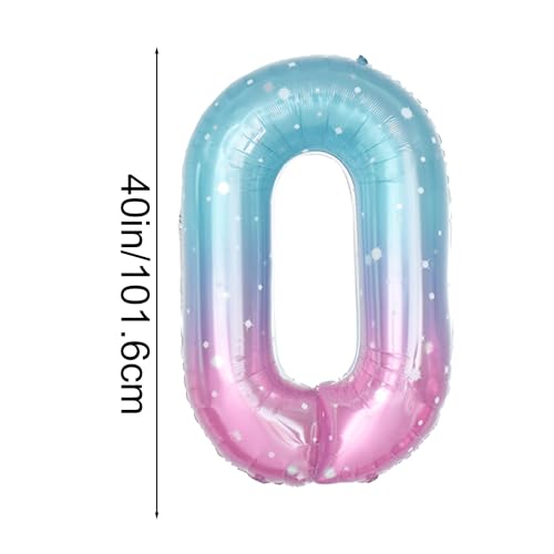 40 Inch Starry Blue Number 0 Foil Balloon Birthday Party Decoration
