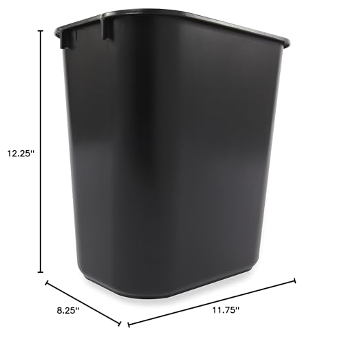 Rubbermaid Deskside Wastebasket, 3.25-Gallon Black Trash Can (12-Pack)