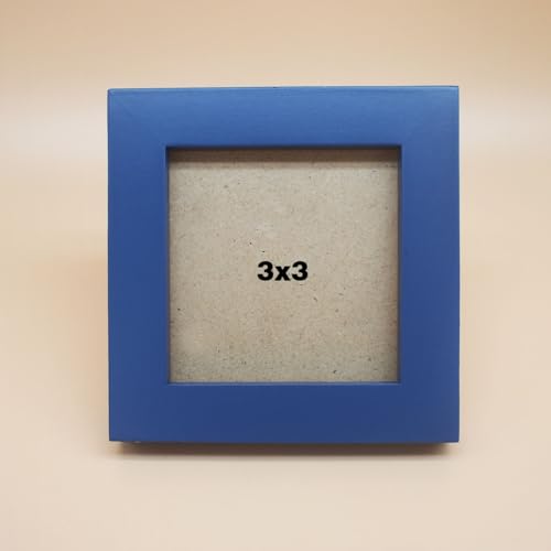 3x3 Picture Frame - Solid Wood Photo Frame for Tabletop or Wall Mount, Blue