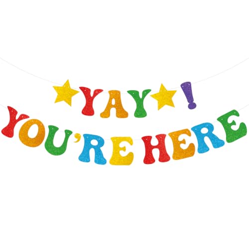 Yay! You're Here Rainbow Banner Decoration - Welcome Back Sign (Rainbow-1)