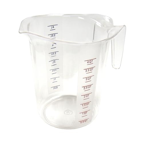 Winco 4 Quart Clear Plastic Measuring Cup - Durable Polycarbonate