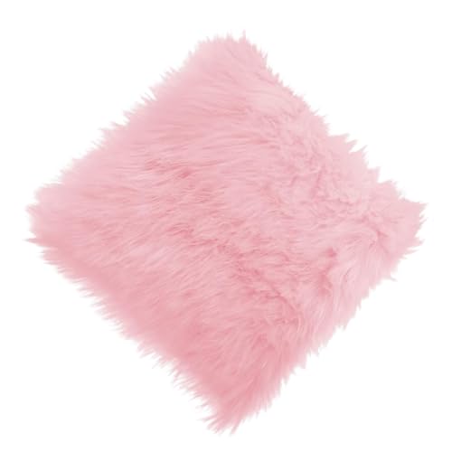 NINGDAN 12x12 Inch Square Faux Fur Rug - Soft Pink Plush Photo Background