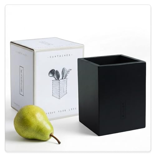 KAIZEN Black Bamboo Utensil Holder - Stylish Kitchen Organizer