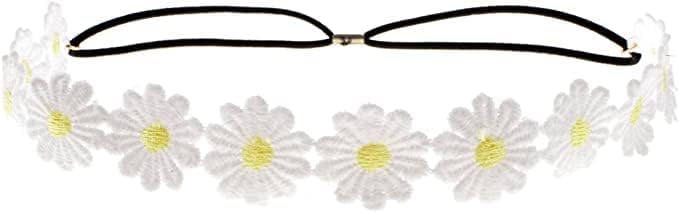 White Daisy Flower Crown Headband Bohemian Floral Hair Wreath for Women