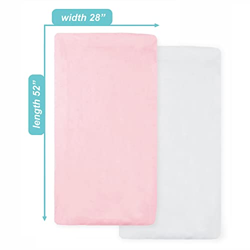 American Baby Company Fitted Crib Sheets, 2 Pack, White & Pink, 28"x52"