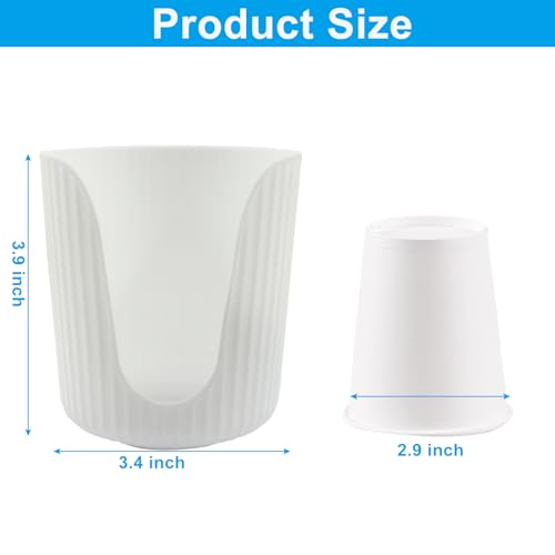 Kemcatui White Plastic Bathroom Cup Dispenser - Modern Vertical Stripe Design, Fits 3-4oz Paper Cups