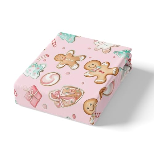Pink Gingerbread Man Duvet Cover Set Twin No Comforter - Christmas Bedroom Decor