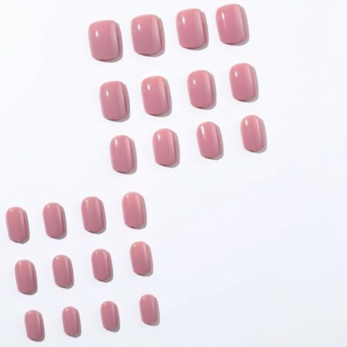 Short Square Press on Nails Glossy Reddish Brown Terracotta False Nails