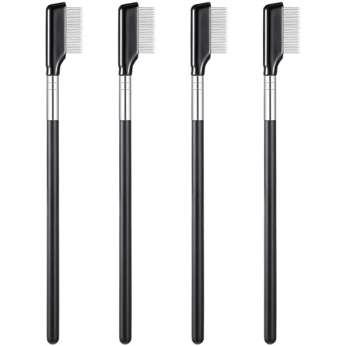 Kootinn 4-Pack Metal Eyelash Combs - Stainless Steel Lash Separator