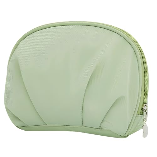 Auerllcy Aesthetic Shell Cosmetic Bag - Water-Resistant Half-Moon Makeup Pouch in Light Green