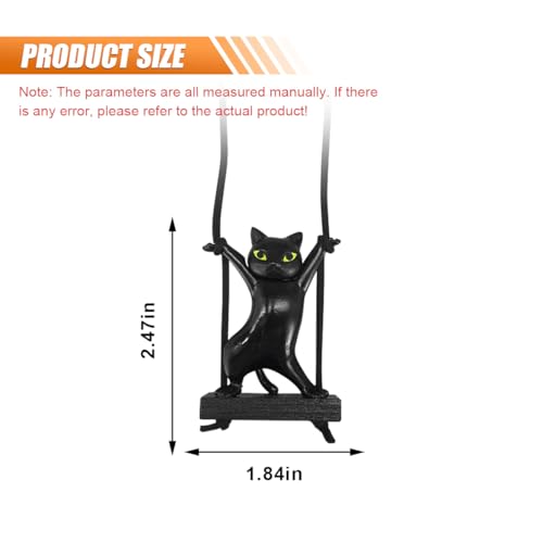 Craedli Swinging Cat Car Rear View Mirror Charm - Resin Hanging Ornament