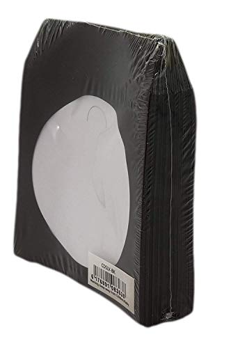 BestDuplicator CDSLV-100-BK Black CD/DVD Sleeves with Window & Flap - 100 Pack