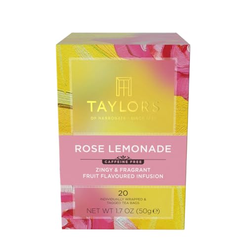 Taylors of Harrogate Rose Lemonade Herbal Tea Bags - 20 Count, Caffeine-Free, Floral Fruit Infusion, Pack of 1