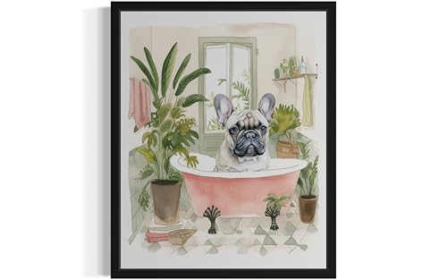 French Bulldog Bathtub Wall Art Print - Unframed 10x8
