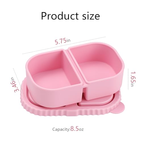 Yrarbil 2-Pack 8oz Silicone Snack Containers - Leakproof Double Compartment (Blue/Green)