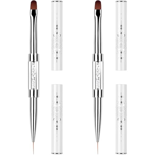 Ycyan 2Pcs Dual-Ended Hard Gel Nail Brushes & Liner Brush Set