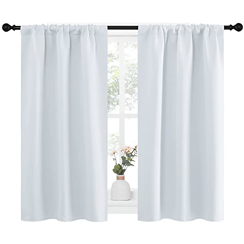 NICETOWN Greyish White Thermal Insulated Curtain Panels - 34" x 45" (Pack of 2) Room Darkening