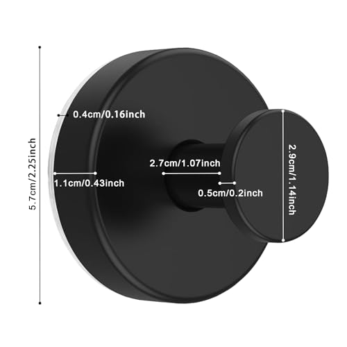 Stusgo 4-Pack Matte Black Suction Cup Hooks - Heavy Duty O-Shape Hanger