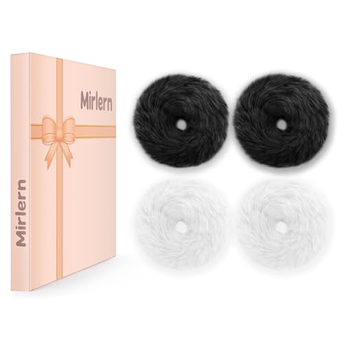 Mirlern 4-Piece Faux Fur Pom Pom Hair Ties - Fluffy Winter Scrunchies