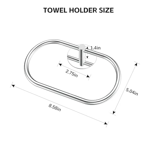 Stainless Steel Hand Towel Holder - Adhesive Wall-Mounted Ring, 2 Packs