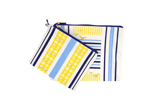 LoveVivid Coastal Pencil Pouch Set of 2 - 100% Cotton Canvas