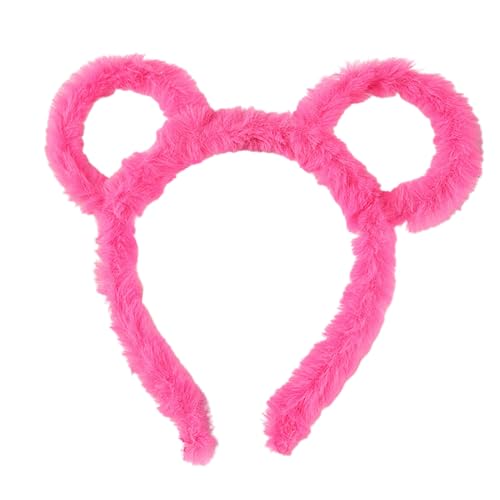 Caralin Plush Bear Ear Headband - Thick Stretchy Makeup Hair Hoop