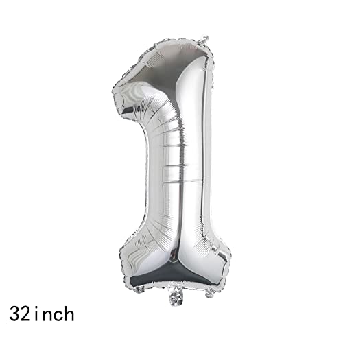 32 Inch Silver Happy Birthday Number 19 Foil Balloon with Crown
