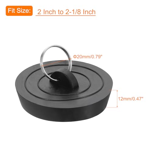 uxcell Rubber Drain Stopper Set - 2 Inch to 2-1/8 Inch, Black