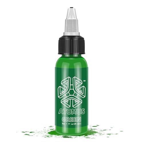ATOMUS Green Tattoo Ink 1oz Natural Plant Pigment for Lining and Shading
