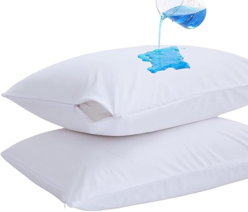 NOKOLULU Waterproof Pillow Protector Cover - Soft White Queen Size