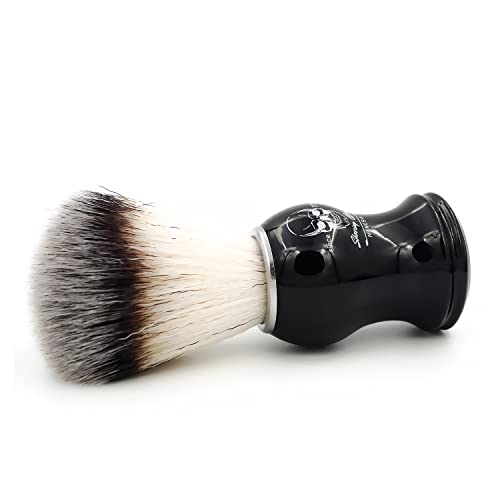 Men's Shaving Brush Synthetic Hair Black Skull Handle Travel Size