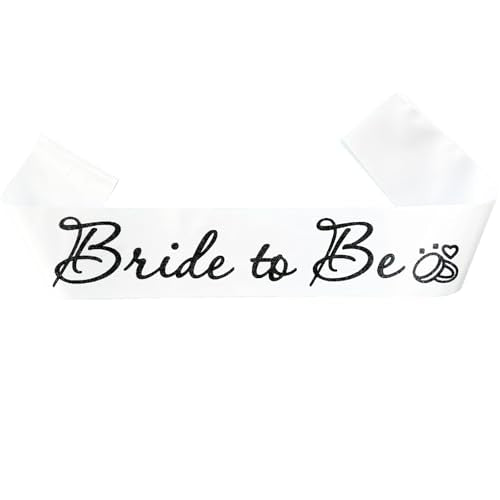 Bride to Be Satin Sash with Black Glitter Letters for Bachelorette Party