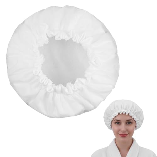 Lusofie Reusable Shower Cap for Women - Waterproof Double Layer Terry Lined Hair Cap