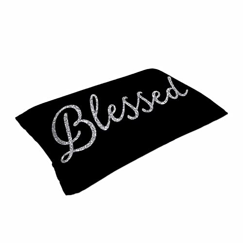 Mugod 20x30 Inch White Throw Pillow Cover with Blessed Text - Rectangular Lumbar Cushion for Sofa & Home Decor, Pack of 1