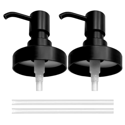 Suanti Mason Jar Soap Dispenser Lids & Pump Set - Black003, 2 Pack