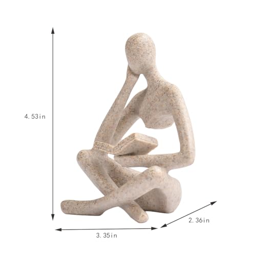 Reading Thinker Statue for Book Lovers - Literary Decor Figurine for Shelves & Desk