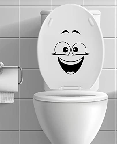 Funny Laughing Emoji Toilet Decal Sticker for Bathroom Decor - 8 Inches