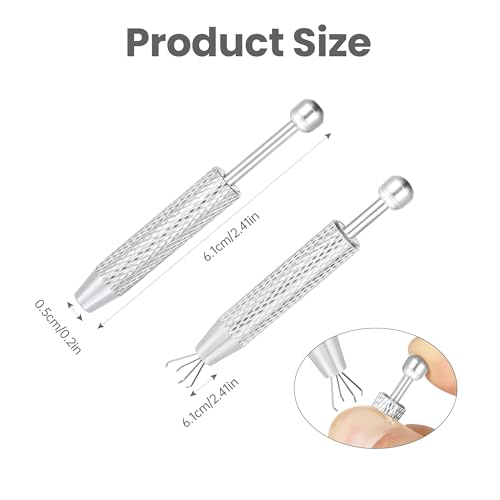 BACUTHY 2 Pack Stainless Steel Piercing Ball Grabber Tool - 4 Prong Gem Picker