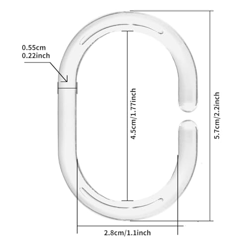 Kilymezh Clear Shower Curtain Rings - 24 Pack C-Shaped Hooks